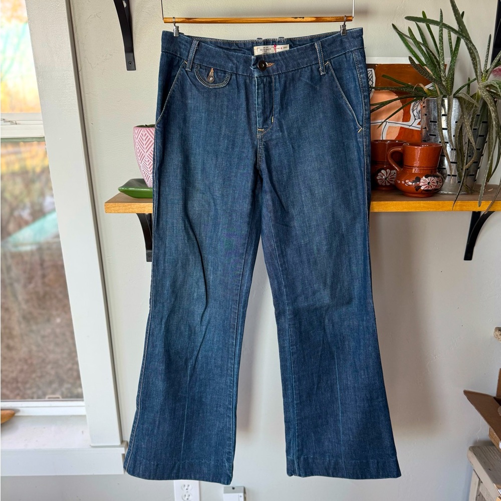 Vintage Old Navy Wide Leg Dark Rinse Denim Mid Rise Flare Wide Leg Jeans Sz 4